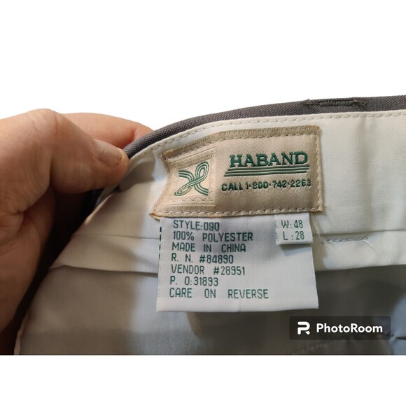 HABAND Men’s Dress Pants/ Gray/ Size 48x28 Polyester/ Flat Front - Picture 3 of 7